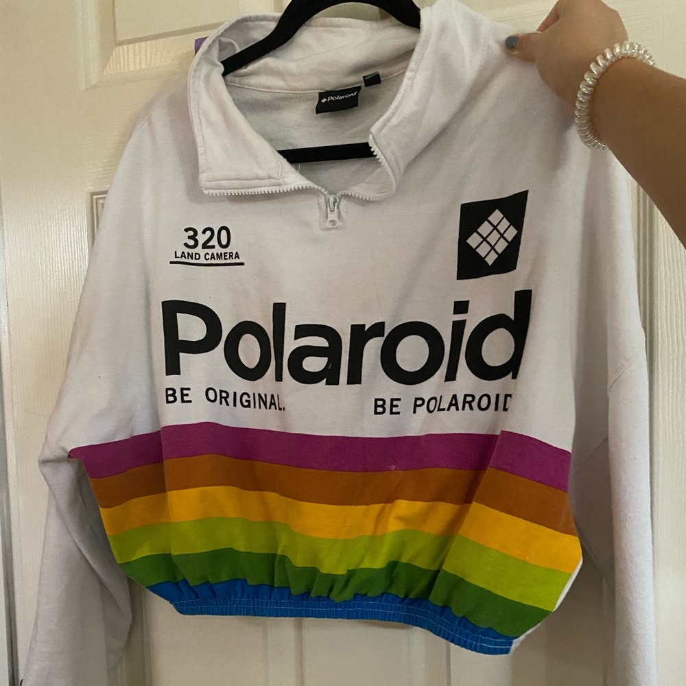 polaroid cropped/sinched sweatshirt